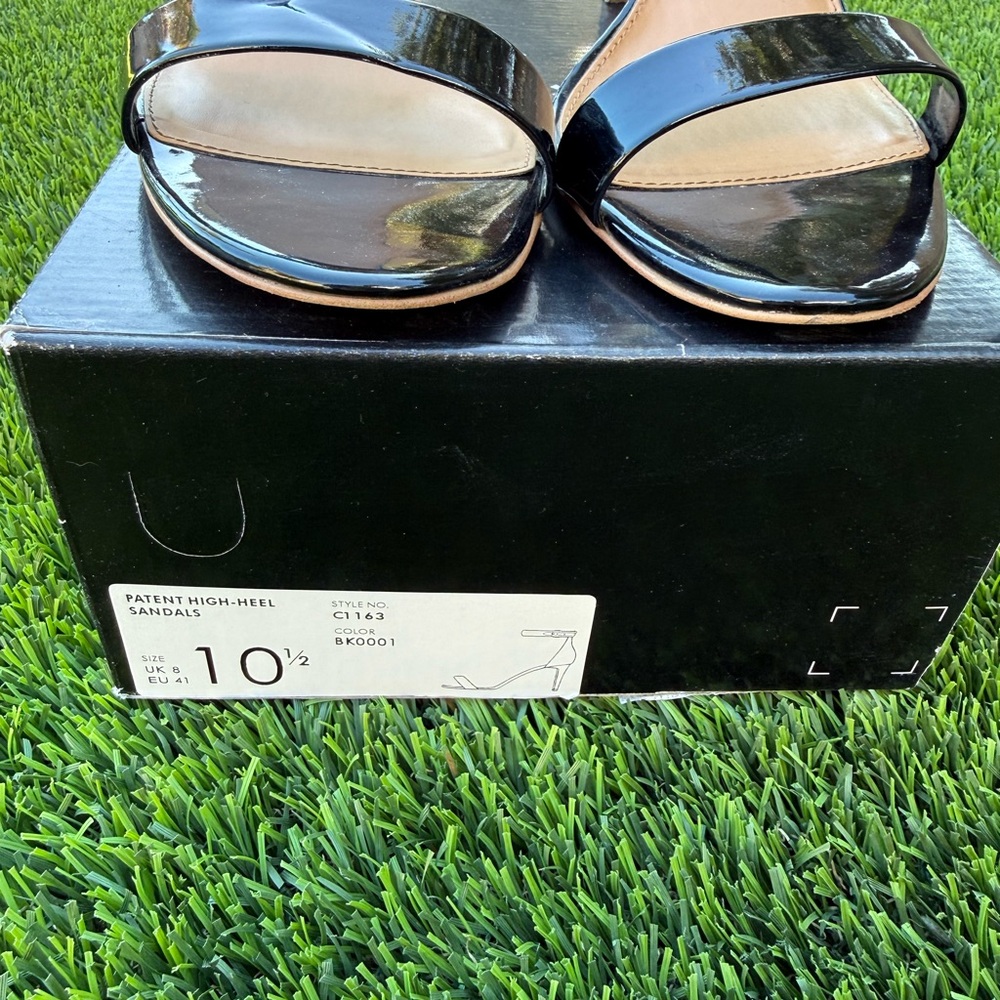 J. Crew Patent Leather Black Strappy Sandals